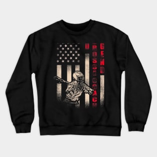 Dad Lacrosse Coach Legend Flag Fathers Day Crewneck Sweatshirt